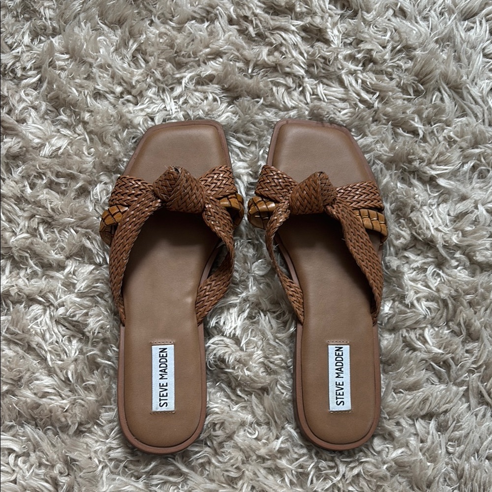 Steve Madden Brown Woven Sandals